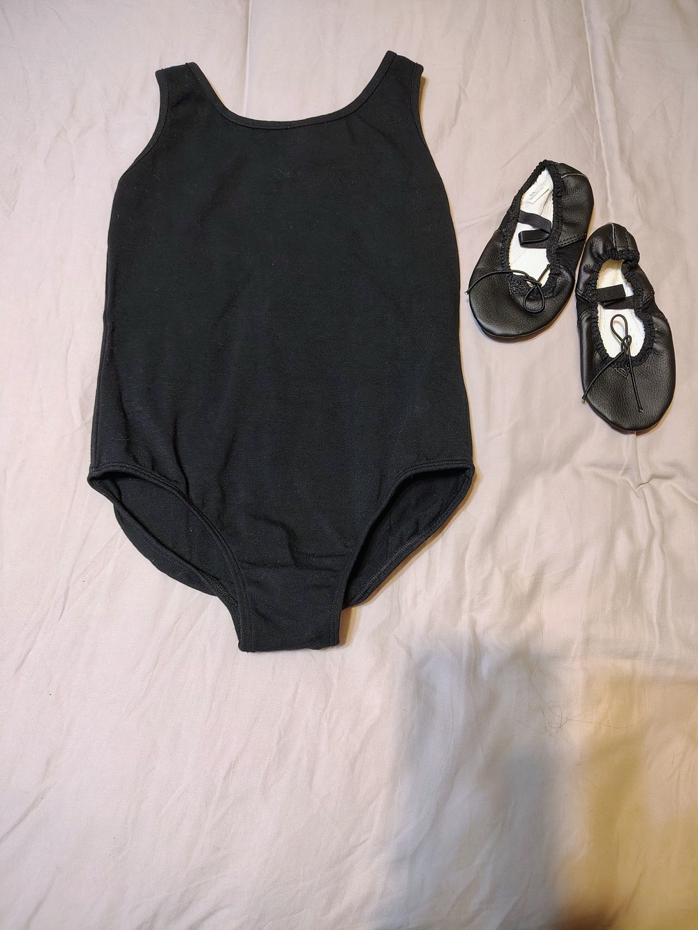 Girls Black Dance Leotard with Matching Ballet Shoes Child 11, Leotard 9y/10y